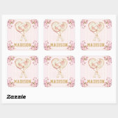 Aangepaste Waterverf Tennis Meisje Verjaardag Vierkante Sticker (Vel)