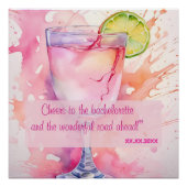 Aangepaste Waterverf Toast Bachelorette Party Perfect Poster (Voorkant)