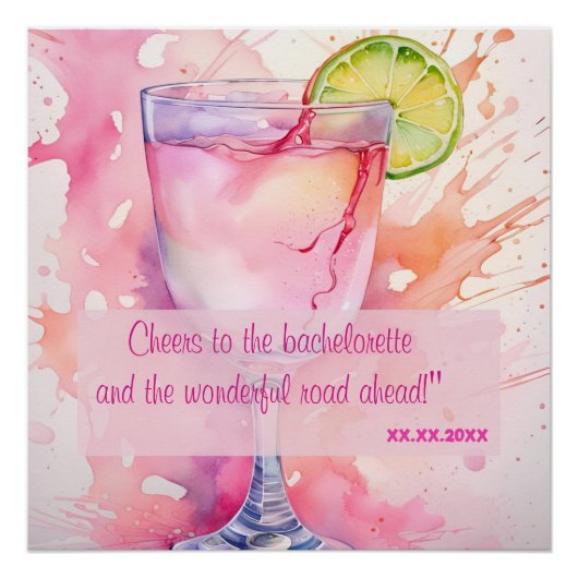 Aangepaste Waterverf Toast Bachelorette Party Perfect Poster (Voorkant)