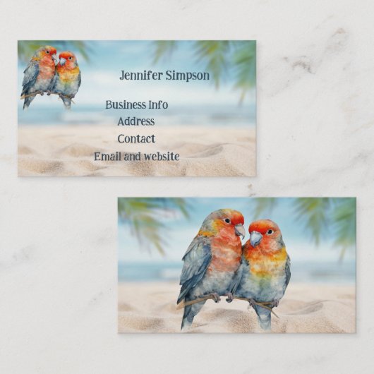 Aangepaste Waterverf Tropische Parrot Business Visitekaartje (Voorkant / Achterkant)