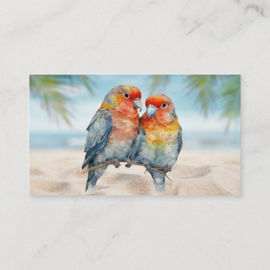 Aangepaste Waterverf Tropische Parrot Business Visitekaartje (Achterkant)