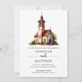 Aangepaste Waterverf Trouwlocatie Portret, bruilof Kaart (Voorkant)