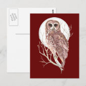 Aangepaste Waterverf Uil in Boom, Maan, Vogel, Nat Briefkaart (Voorkant / Achterkant)