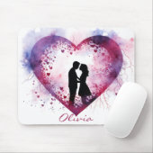 Aangepaste Waterverf Valentijnsdag paar in liefde Muismat (Met muis)