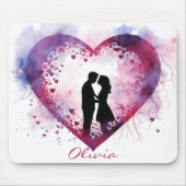 Aangepaste Waterverf Valentijnsdag paar in liefde Muismat (Voorkant)