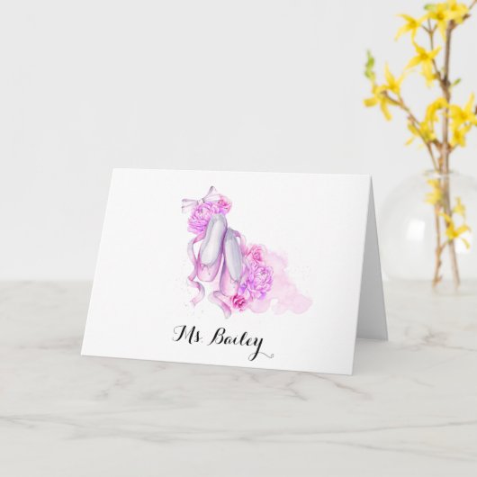 Aangepaste Waterverf van de Balletleraar Kaart (Gele Bloem)