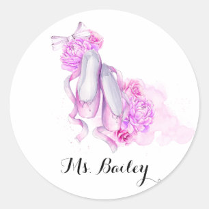 Aangepaste Waterverf van de Balletleraar Ronde Sticker