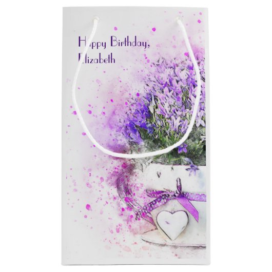 Aangepaste Waterverf van de Floral van Lavender Klein Cadeauzakje (Achterkant)