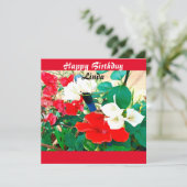 Aangepaste Waterverf van de Rode Schoenbloem op ge Kaart (Staand voorkant)