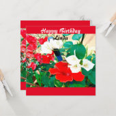 Aangepaste Waterverf van de Rode Schoenbloem op ge Kaart (Voorkant / Achterkant in situ)