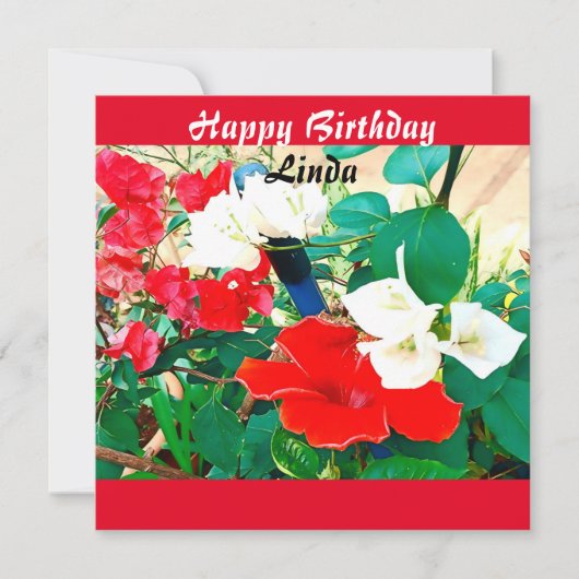 Aangepaste Waterverf van de Rode Schoenbloem op ge Kaart (Voorkant)