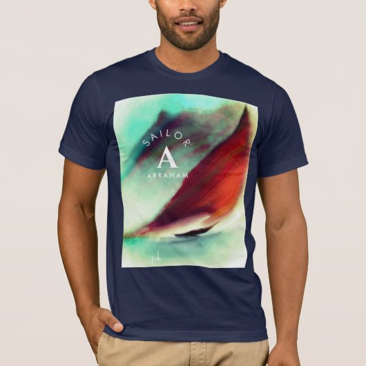Aangepaste  Waterverf van de Zeilaar T-shirt (Voorkant)