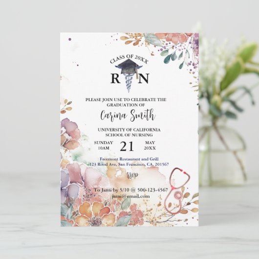 Aangepaste Waterverf van het Afstuderen van het Ve Kaart (Staand voorkant)