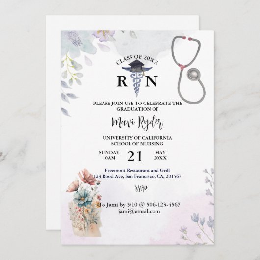 Aangepaste Waterverf van het Afstuderen voor verpl Kaart (Voorkant / Achterkant)