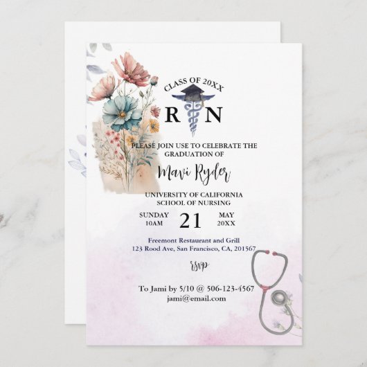 Aangepaste Waterverf van het Afstuderen voor verpl Kaart (Voorkant / Achterkant)