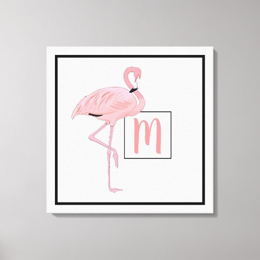 Aangepaste Waterverf van het Monogram Cute Pink Fl Canvas Afdruk (Voorkant)