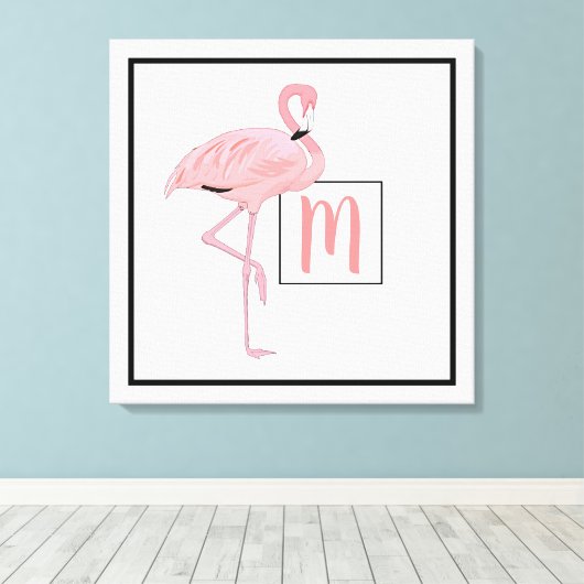 Aangepaste Waterverf van het Monogram Cute Pink Fl Canvas Afdruk (Insitu (Houten vloer))