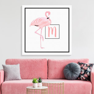 Aangepaste Waterverf van het Monogram Cute Pink Fl Canvas Afdruk
