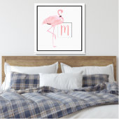 Aangepaste Waterverf van het Monogram Cute Pink Fl Canvas Afdruk (Insitu (Slaapkamer))