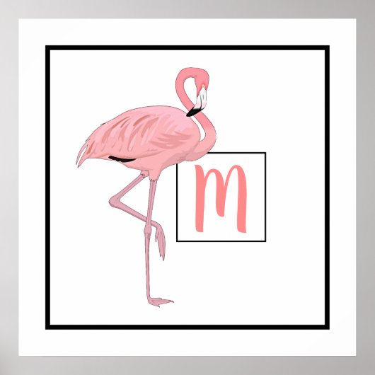 Aangepaste Waterverf van het Monogram Cute Pink Fl Poster (Voorkant)