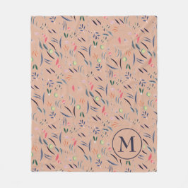 Aangepaste Waterverf van monogram Floral Fleece Deken