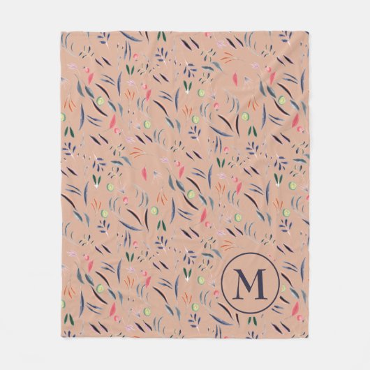 Aangepaste Waterverf van monogram Floral Fleece Deken (Voorkant)