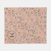 Aangepaste Waterverf van monogram Floral Fleece Deken (Voorkant (Horizontaal))
