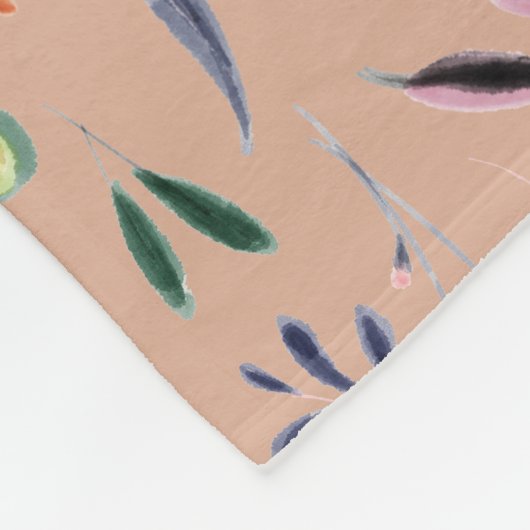 Aangepaste Waterverf van monogram Floral Fleece Deken (Hoek)