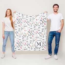 Aangepaste Waterverf van Monogram Floral Fleece Deken