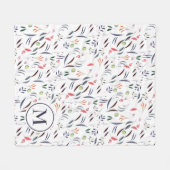 Aangepaste Waterverf van Monogram Floral Fleece Deken (Voorkant (Horizontaal))