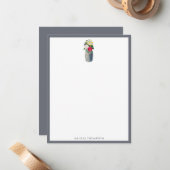 Aangepaste Waterverf van Stusty Blue Notitiekaartje (Voorkant / Achterkant in situ)