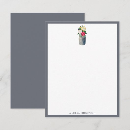 Aangepaste Waterverf van Stusty Blue Notitiekaartje (Voorkant / Achterkant)