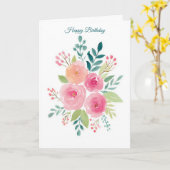 Aangepaste waterverf verjaardagskaart kaart (Gele Bloem)