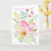 Aangepaste waterverf verjaardagskaart kaart (Gele Bloem)