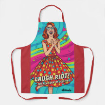 Aangepaste waterverf vintage dame lachend rood