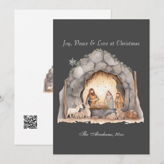 Aangepaste Waterverf Vintage kerststal (Voorkant / Achterkant)