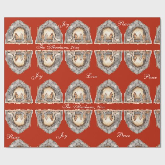 Aangepaste Waterverf Vintage kerststal Cadeaupapier (Vlak)