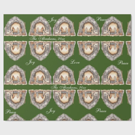 Aangepaste Waterverf Vintage kerststal Cadeaupapier (Vlak)