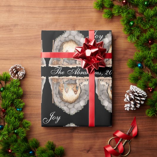 Aangepaste Waterverf Vintage kerststal Cadeaupapier (Feestdagen Geschenken)