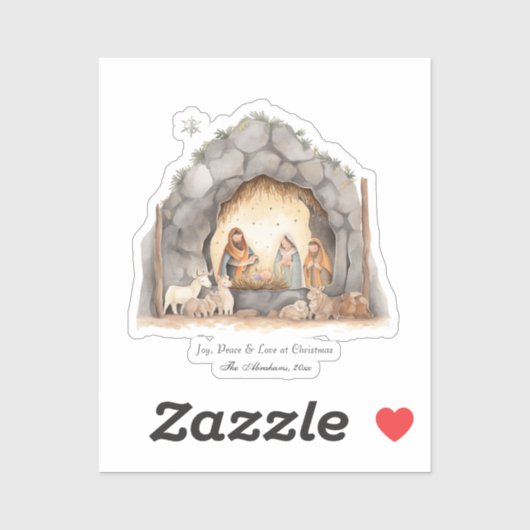 Aangepaste Waterverf Vintage kerststal Sticker (Vel)
