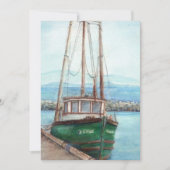 Aangepaste Waterverf Vist Boat Memorial Service Kaart (Voorkant)