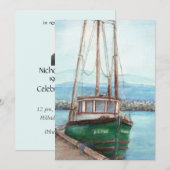 Aangepaste Waterverf Vist Boat Memorial Service Kaart (Voorkant / Achterkant)