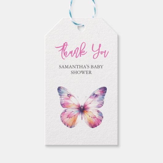 Aangepaste Waterverf Vlinder Labels Cadeaulabel (Voorkant)