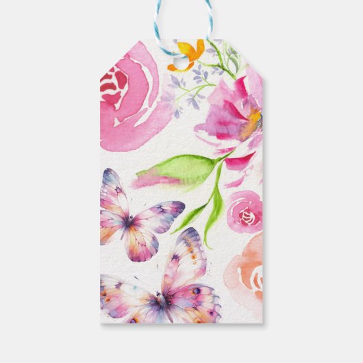 Aangepaste Waterverf Vlinder Labels Cadeaulabel (Achterkant)