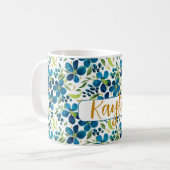 Aangepaste Waterverf voor blauwe pagina Koffiemok (Voorkant links)