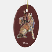 Aangepaste Waterverf voor coyotes Keramisch Ornament (Rechts)