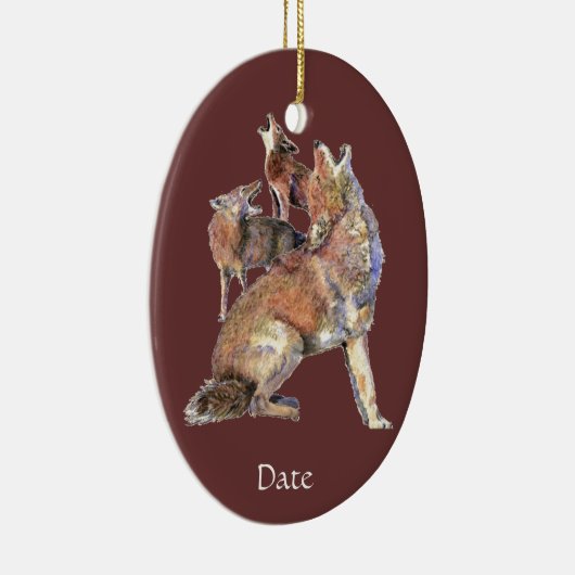 Aangepaste Waterverf voor coyotes Keramisch Ornament (Rechts)