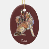 Aangepaste Waterverf voor coyotes Keramisch Ornament (Achterkant)