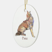 Aangepaste Waterverf voor coyotes Keramisch Ornament (Links)