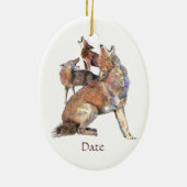 Aangepaste Waterverf voor coyotes Keramisch Ornament (Achterkant)